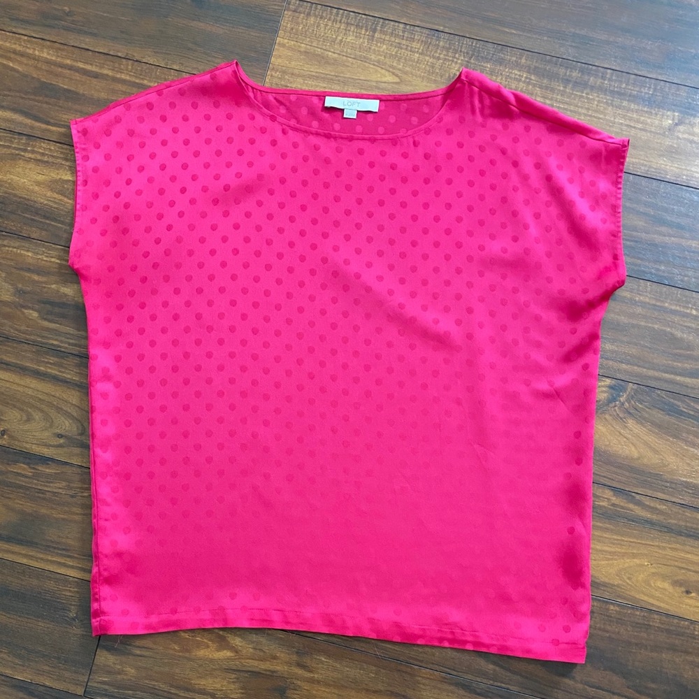 M Loft Pink Subtle Polka Dot Top
